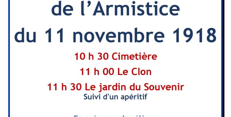 Commémoration de l'Armistice du 11 novembre 1918